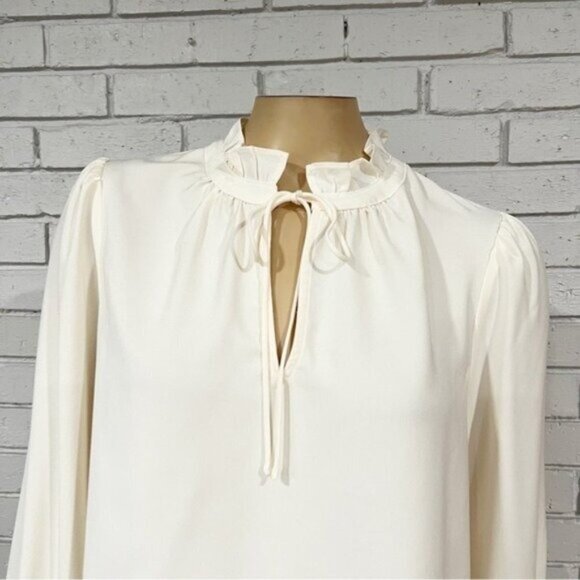 J.Crew Ruffle Tie-Neck Blouse | Drapey Cream Top | Workwear to Weekend | M - Picture 9 of 12